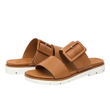Imagem de Sapatos femininos em estoque casual qualidade lazer plana conforto fácil caminhada chinelos casuais sandálias de verão para mulheres(Brown,43EU)