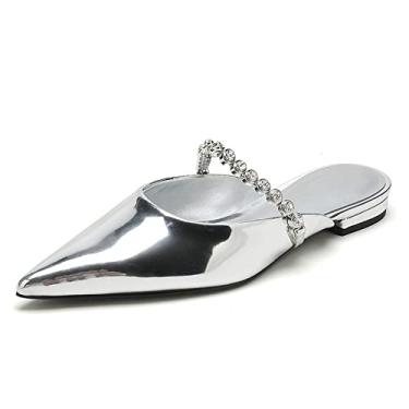 Imagem de Sandálias de dedo do pé pontudo para mulheres Sapatos baixos Moda Verão Vestido de slides Causal Sandálias Femininas(36EU)