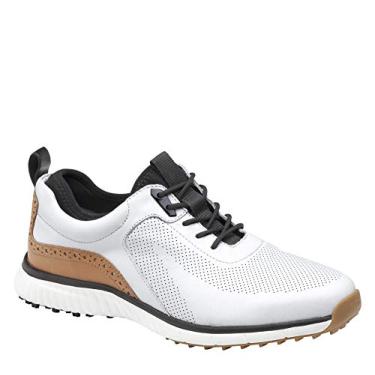 Imagem de Johnston & Murphy Sapatos de golfe híbridos XC4 H1-Luxe para homem | couro impermeável | leve | acolchoado com espuma viscoelástica, Branco impermeável grão completo, 43 BR