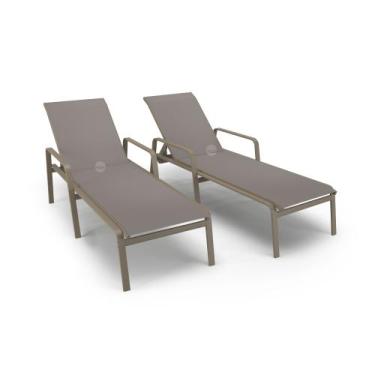 Imagem de Kit 2 Espreguiçadeiras Riviera Piscina Alumínio Fendi Tela - Aluv Móve