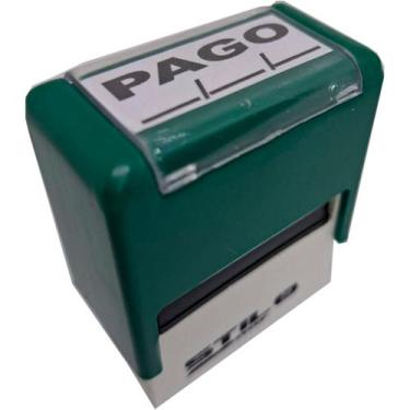 Imagem de CARIMBO AUTOMÁTICO PAGO COM DATA - MEDIDA 38X14mm - Stilo, Verde