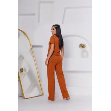 Imagem de Conjunto de moletinho pantalona e ziper na blusa e elastico na cintura