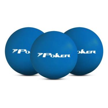 Imagem de Kit C/ 3 Bolas de Borracha para Frescobol Nº3 09162 - Poker, Azul