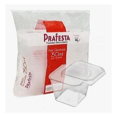 Imagem de Pote Com Tampa Quadrado 250ml com 20 Unidades - Prafesta