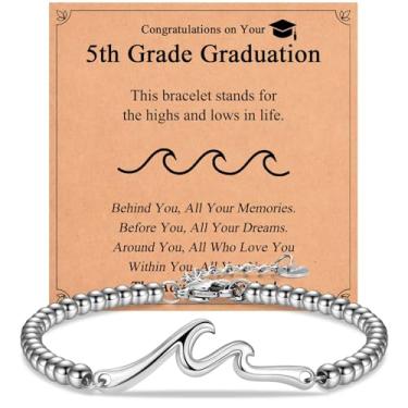 Imagem de IKIATY Presentes para melhor amiga, irmã, filha, sobrinha, sobrinha, pulseira The Wave of Life, Natal, aniversário, dia dos namorados, formatura, presente para mulheres, adjustable, Aço inoxidável