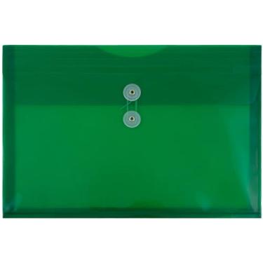 Imagem de JAM PAPER Envelopes de plástico com fecho de botão e cordão de amarrar - Folheto legal - 23,5 x 35,5 cm - Verde - pacote com 3