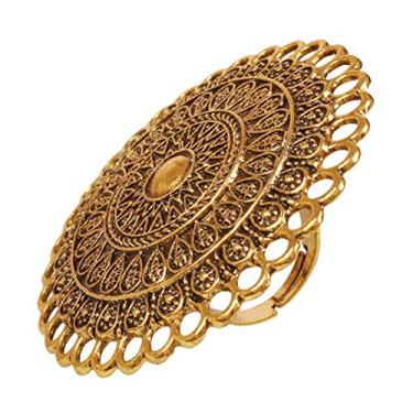 Imagem de Touchstone Anéis de casamento indianos de Bollywood feitos à mão, tradicionais, clássicos, Royal Rajwada, designer de joias de casamento em tom de cobre ou ouro ou branco para mulheres., Metal, Sem