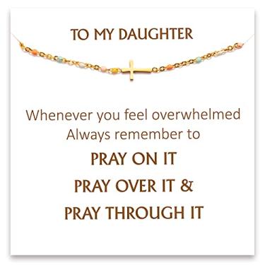 Imagem de História joias pulseira cruz para mulheres, esmalte banhado a ouro pulseira delicada cruz lateral para amigos filha amor religioso cristão orar fé pulseira aniversário natal joias presentes, Esmalte, Sem pedras preciosas