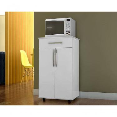 Imagem de Balcão Multiuso 62cm 2 Portas 1 Gaveta  Juliana Branco-preto - Ajl Móveis