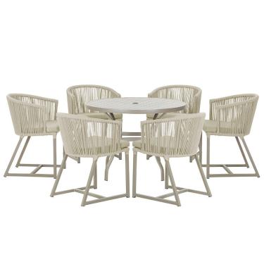 Imagem de Mesa com 6 Cadeiras de Jantar Roma 120cm e Noronha em Alumínio