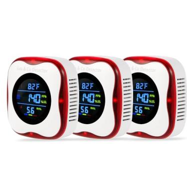 Imagem de Awatin Pacote Com 3 Detectores Combinados De Gás E Monóxido Carbono, Plug-In, Detector Natural, Propano, Metano, Alarme Nível Co °F, Umidade Explosivos Para Casa, Cozinha, Trailer