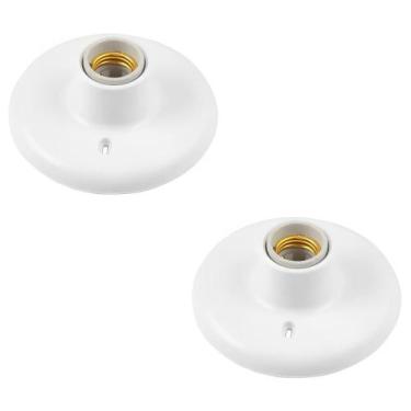 Imagem de Kit 2 Plafon Soquete Porcelana Plástico Branco Teto Luz Elétrica Resid