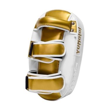 Imagem de menolana Almofada de chute curva para boxe. Almofada para treinamento de Muay Thai. de proteção. de soco. Alvo de pé para kickboxing para Sanda Taekwondo, Branco Dourado