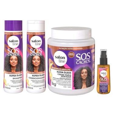 Imagem de Kit Super Óleos com Shampoo, Condicionador, Creme para Pentear e Óleo 42ml Salon Line