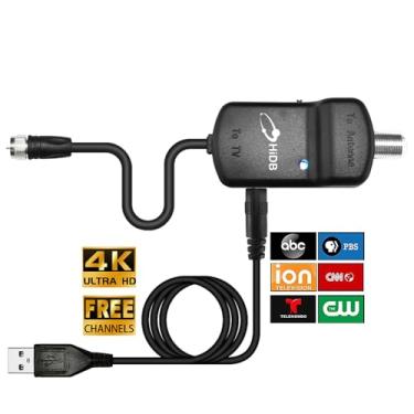 Imagem de 2025 atualiza o amplificador de antena de TV interno/externo, amplificador de sinal de alto ganho para antena de TV digital interna, amplificador pixelado de baixo ruído/clareia, dB&temporizador