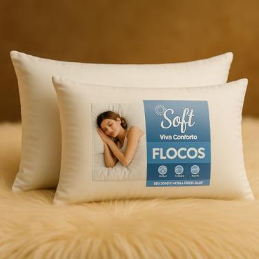 Imagem de Kit 2 Travesseiros NASA Flocos Viscoelástico Espuma Termossensível, Apoio Cervical Ergonômico, Capa Macia e Respirável – Travesseiro Hipoalergênico Alívio de Pressão e Conforto Total