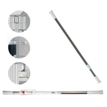 Imagem de Barra Para Cortina de Banheiro Ajustável Porta Gabinete Pia Organizaçã