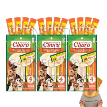 Imagem de Petisco Para Cães Churu Ultra Premium Alimento Natural - Sachê Purê Saudável Churu Dog - Sabor Frango - 12 tubos - 14g cada