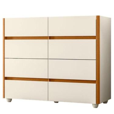 Imagem de Cômoda Aparador 8 Gavetas Com Tampo Estilo Bandeja Eternity Off White/