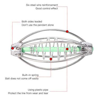 Imagem de Dioche [Conjunto de 10] Capa de Isca de Alimentador de Pesca de Mola de Aço Inoxidável Com Contas - Acessório de Equipamento Reforçado para Atração Eficiente de Peixes (Cerca de 17 gramas de trompete)