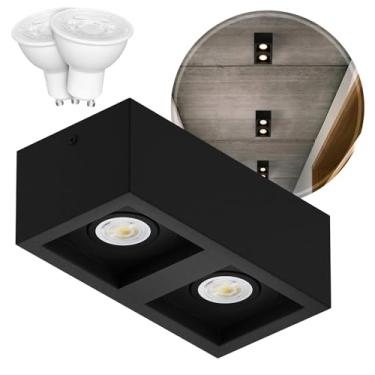 Imagem de Spot Recuado Duplo Sobrepor Alumínio Externo Gu10 + 2 LED MR16 6.5w MF219 (Preto/Branco Quente)