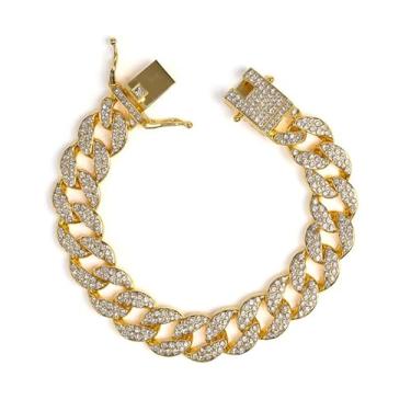 Imagem de Invicta 80832 Pulseira masculina de corrente cubana de aço inoxidável em tom dourado