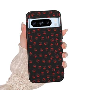Imagem de Zrutru Capa de telefone fofa com laço de cereja para Google Pixel 8 Pro 5G de 6,7 polegadas, estampa de laço de cereja kawaii, design estético, capas de silicone macio TPU fino à prova de choque capa
