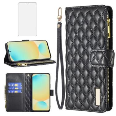 Imagem de Asuwish Capa de telefone para Samsung Galaxy S24 FE 5G capa carteira com protetor de tela de vidro temperado e suporte de cartão de crédito flip de couro acessórios para celular TPU S 24 EF AI S24FE