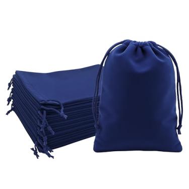Imagem de Mandala Crafts Mini 2 x 3 sacos de veludo azul marinho com cordão - 100 pequenas bolsas de veludo com cordão a granel para lembrancinhas de festa e casamento, embrulho de presente, embalagem e sacolas