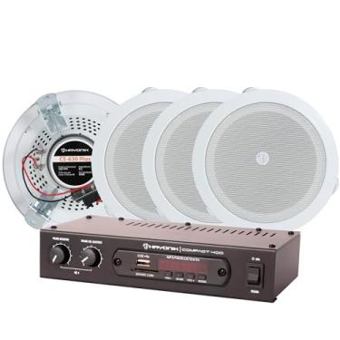 Imagem de HAYONIK, Kit de Som Ambiente com 1 Amplificador Compact 400 e 4 Arandelas CS-630 PLUS, 400W, Arandela de 6", 3 Pontos de Fixação, Proteção UV