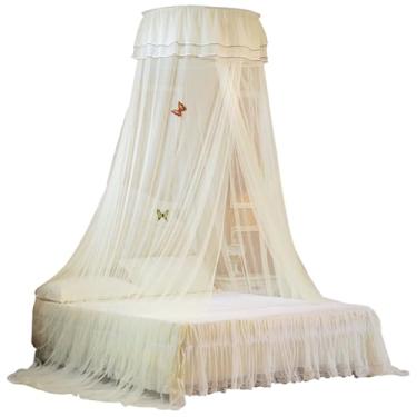 Imagem de lyrlody Canopy de Cama Grande Com Decoração Elegante, Material Respirável, Instalação Fácil e Malha Fina, Dossel de Cama Universal para Decoração do Quarto da Princesa, Adequado para (Branco)
