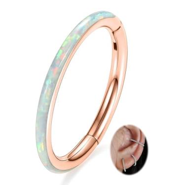 Imagem de PEAKLINK 20G 18G 16G 14G CZ/Opala Aço Inoxidável Sem Costura Articulada Segmento Anel de Piercing para Cartilagem de Concha de Septo Helix 6/7/8//9/10/12 mm