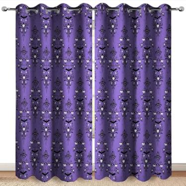 Imagem de Cortinas blackout, mansão assombrada, roxa, assustadora, decoração gótica gótica para mulheres, homens, meninos, meninas, casa, quarto, sala de estar, ilhós, janelas, 2 painéis, 132 x 163 cm
