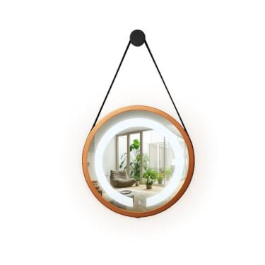 Imagem de ESPELHO ADNET ILUMINADO REDONDO 40CM COBRE C/ALÇA PRETA TOUCH LED 6000K