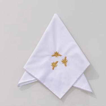 Imagem de Plumasul Guardanapo Bella Mesa Abeille 100% Algodão Cetim 300 fios 40x40cm - Cor Branco Festone Dourado