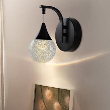 Imagem de WillWant Luminária de parede moderna com bolha, lâmpada LED 5W para quarto, sala de estar, corredor, branco quente 3300k | Regulável | Preto fosco