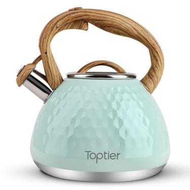 Imagem de Chaleira de chá Toptier Whistling 2,7L em aço inoxidável verde claro