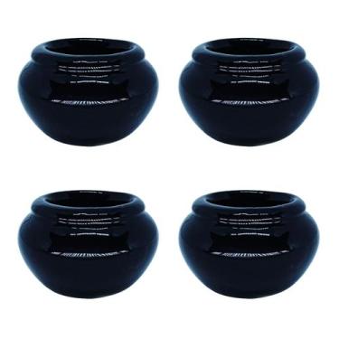 Imagem de Kit 4 Vasinhos Cerâmico Esmaltado para Suculentas Plantas Artificiais 