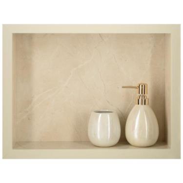 Imagem de Nicho Para Banheiro Em Porcelanato Polido Porta Shampoo Sabonete Organ