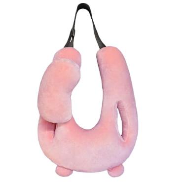 Imagem de Travesseiro de viagem para crianças em forma de U com design fofo, acolchoamento grosso, recortes de pulso e suporte de cabeça bônus para dormir confortavelmente no carro - ideal para crianças