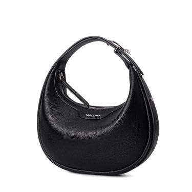 Imagem de Bolsa de mão feminina Crescent Bags - Bolsa clutch meia lua bolsas de ombro modernas bolsa Hobo transversal com ajustável, Preto