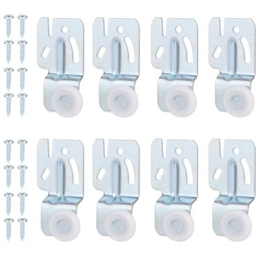 Imagem de 8pçs Kit Ferragens Portas Correr Armário, Rodas Montagem Superior com Desvio para Portas de Guarda Roupa e Cozinha de 3/4" a 1-3/8" Espessura Incluindo 16 Parafusos