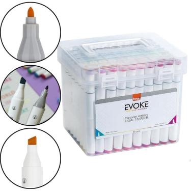 Imagem de Marcador Artístico Evoke Dual Marker - Estojo 80 Cores Brw