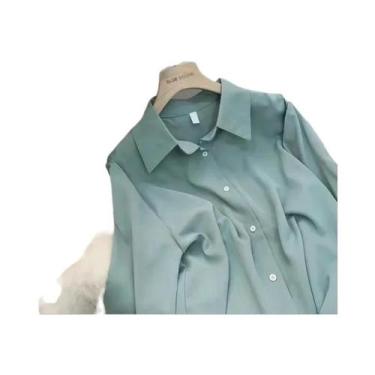 Imagem de Camisa Feminina Branca de Chiffon - Manga Comprida, Soltinha e Elegant