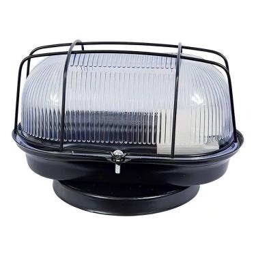 Imagem de 2X Arandela Luminária Oval Tartaruga Preta Aço Vidro Resiste