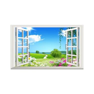 Imagem de Falsas Janelas Paisagens Impressões em Tela-Prado flores-Quadro Arte Moderna-Natureza Pintura Decoração Parede 20x30cm Sem Moldura