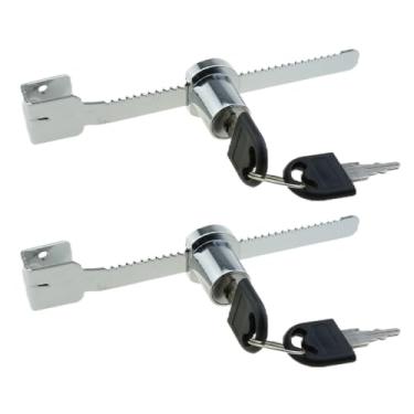 Imagem de MEETOOT Fechadura de catraca de porta de vidro deslizante cromada, fechadura de armário com a mesma chave - pacote com 2
