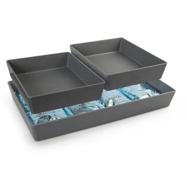 Imagem de Gourmet Mix Mesa Térmica Fria Profissional Cinza 50x30 Melamina com Gelo Gel 2 Cubas Ideal para Buffet e Eventos