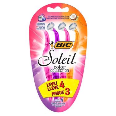 Imagem de Barbeador descartável Soleil Rosa, Roxo e Laranja 4uni Bic