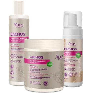 Imagem de Kit Apice Cachos Nutritivo Gelatina 300ml Mousse 210ml Ativador Modela